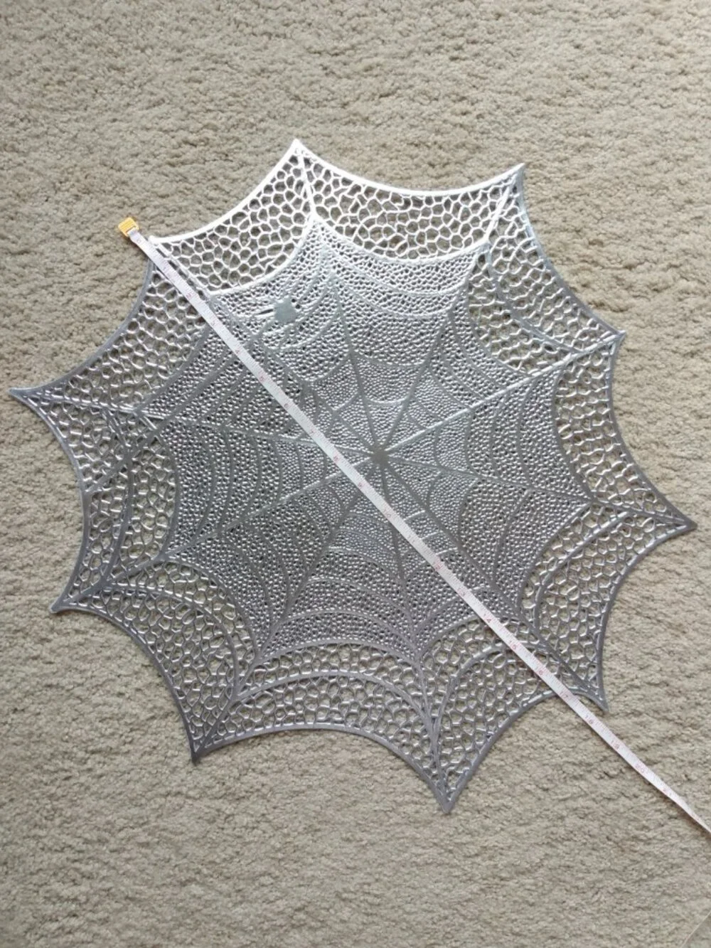 Set of 5 Halloween SILVER Vinyl Spiderweb Placemats 18